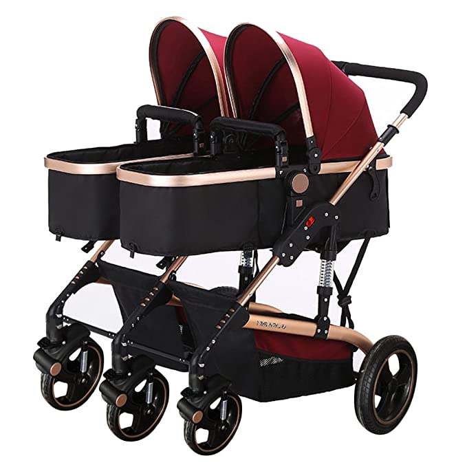 Double Stroller with Bassinet