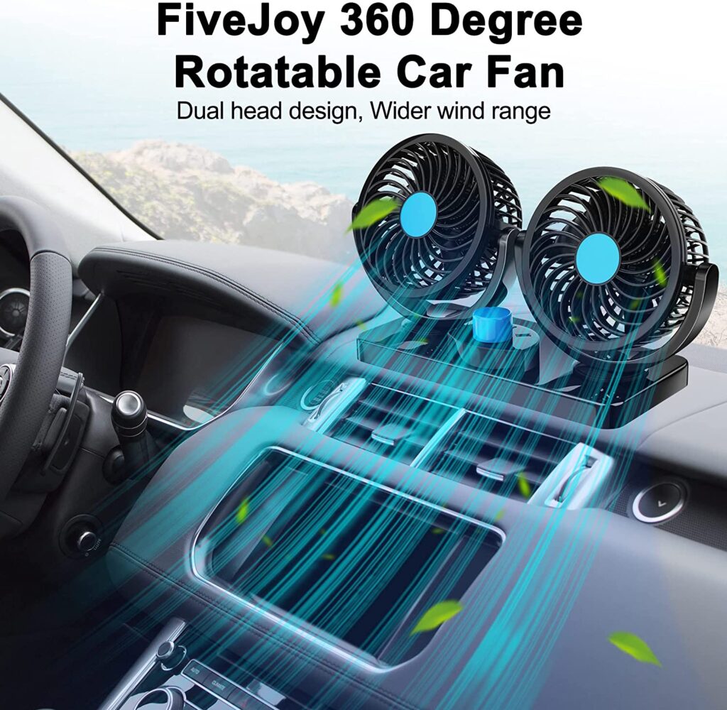 FiveJoy 360 Degree Rotatable Car Fan