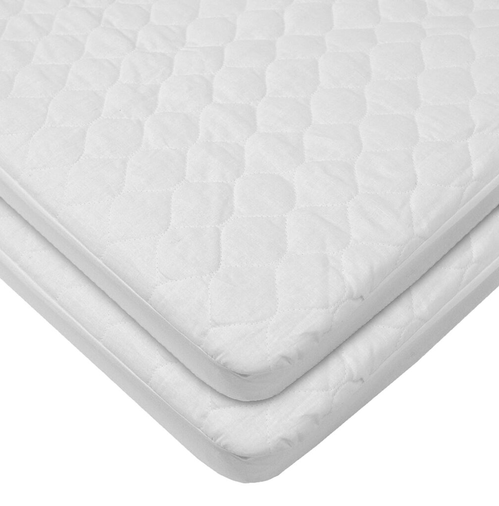 American Baby Company 2 Pack Waterproof Fitted Quilted Cotton Bassinet Mattress Pad