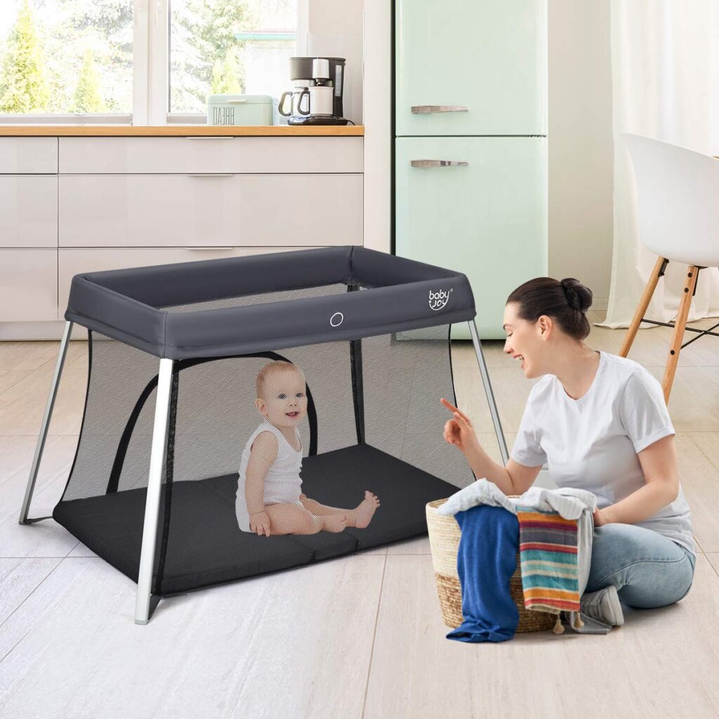 BABY JOY Baby Foldable Travel Crib