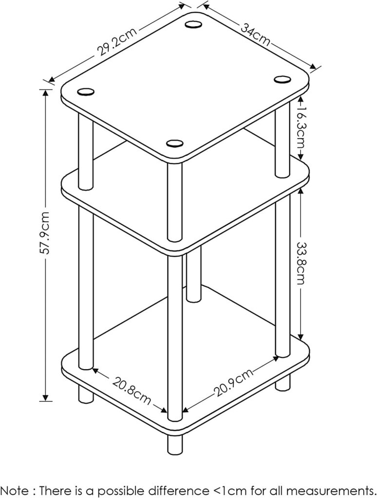 Furinno Just 3-Tier Turn-N-Tube End Table