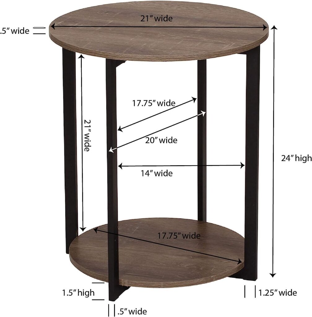 Household Essentials Wooden Side End Table