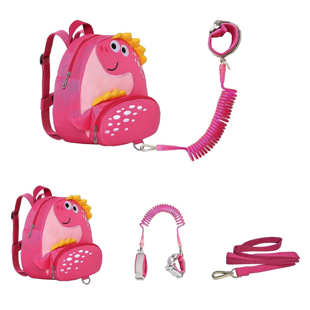 JIANBAO Dinosaur Toddler Backpacks with Leashes Anti Lost Wrist Link